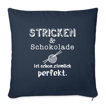tricot et chocolat - Housse de coussin décorative 45 x 45 cm - bleu marine - Devant