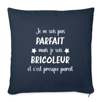 Je ne suis pas parfait mais bricoleur - Housse de coussin décorative 45 x 45 cm - bleu marine - Devant