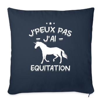 J'Peux Pas ! J'Ai Equitation 🐴 - Housse de coussin décorative 45 x 45 cm - bleu marine - Devant