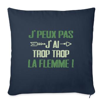 Flemme Design Humour Décontracté & Paresse Assumée - Housse de coussin décorative 45 x 45 cm - bleu marine - Devant