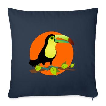 exotischer Tukan in den Tropen vor einer Sonne - Sofakissenbezug 45 x 45 cm - Navy - Vorne