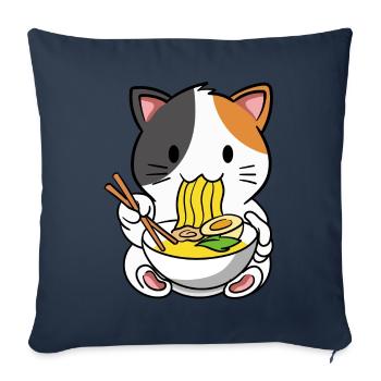 Cat ramen noodle soup - Sofa pillowcase 17,3'' x 17,3'' (45 x 45 cm) - navy - Front