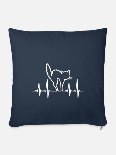 Herzschlag Katze Schreck - Sofakissenbezug 45 x 45 cm - Navy