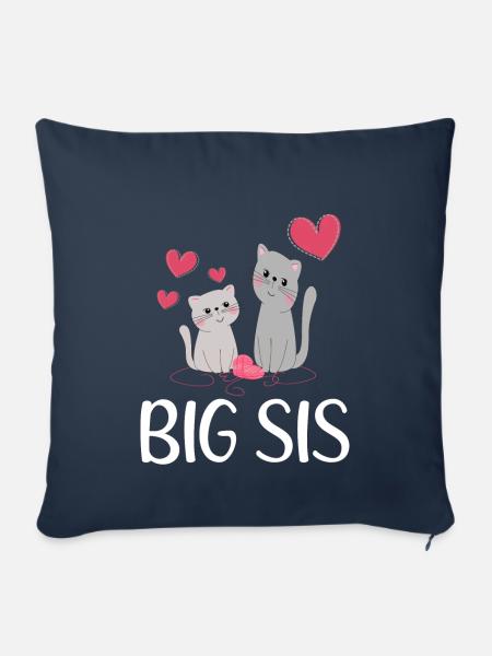 Die große Schwester Big Sis Katze Geschwister - Sofakissenbezug 45 x 45 cm - Navy