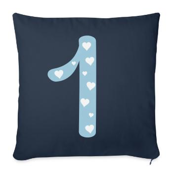 1 anniversaire avec le cœur - Housse de coussin décorative 45 x 45 cm - bleu marine - Devant