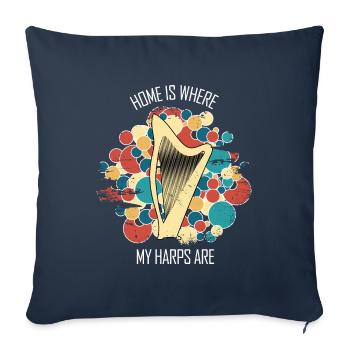 Harp Gift Musical Instrument Musician Plucking - Sofa pillowcase 17,3'' x 17,3'' (45 x 45 cm) - navy - Front