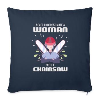 Tronçonneuse pour bûcheron et arboriste - Housse de coussin décorative 45 x 45 cm - bleu marine - Devant
