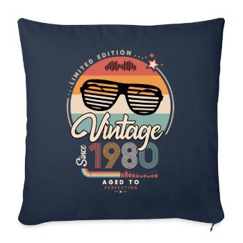 Vintage since 1980 - Housse de coussin décorative 45 x 45 cm - bleu marine - Devant