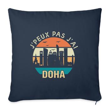 Doha. Je peux pas j'ai Doha qatar - Housse de coussin décorative 45 x 45 cm - bleu marine - Devant