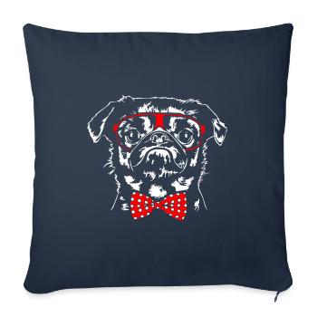 PETIT BRABANCON Dog Glasses Dogs Wilsigns - Sofa pillowcase 17,3'' x 17,3'' (45 x 45 cm) - navy - Front