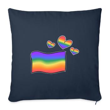drapeau lgbt cœurs arc-en-ciel coeurs amour - Housse de coussin décorative 45 x 45 cm - bleu marine - Devant