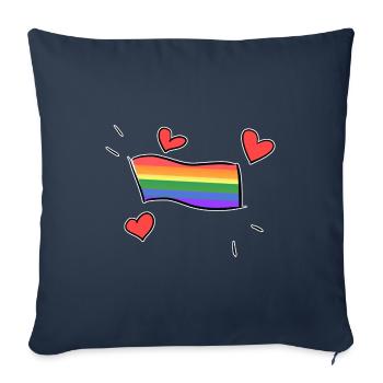 drapeau lgbt cœurs rouges amour - Housse de coussin décorative 45 x 45 cm - bleu marine - Devant