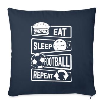 Mangez le sommeil Répéter Football - Ballon Sports Football - Housse de coussin décorative 45 x 45 cm - bleu marine - Devant