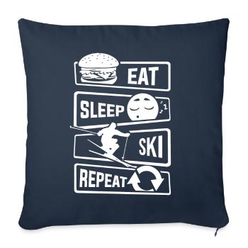 Eat Sleep Ski Repeat - Schifahren Skifahren Winter - Sofakissenbezug 45 x 45 cm - Navy - Vorne