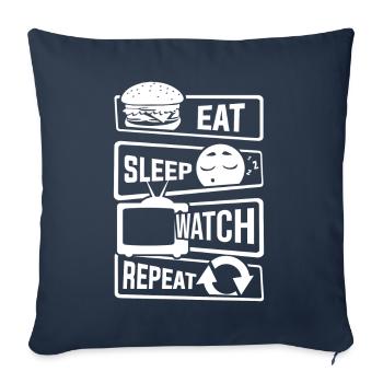 Mangez Sleep Watch Repeat - TV montre Couch TV - Housse de coussin décorative 45 x 45 cm - bleu marine - Devant