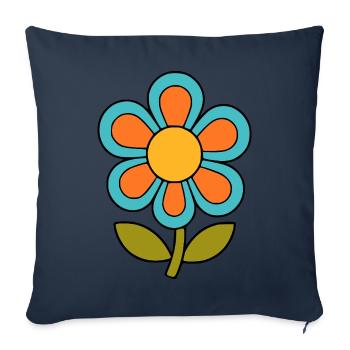 70s flower pattern retro flowerpower - Sofa pillowcase 17,3'' x 17,3'' (45 x 45 cm) - navy - Front