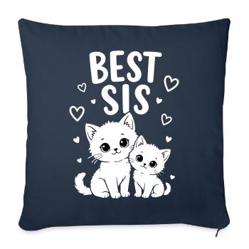 Beste Schwester Katzen Schwestern Best Sis Katze - Sofakissenbezug 45 x 45 cm - Navy - Vorne