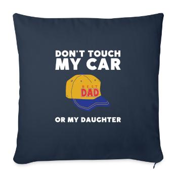 Fille protectrice papa, sortir avec ma fille - Housse de coussin décorative 45 x 45 cm - bleu marine - Devant