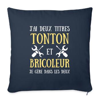 tonton bricoleur humour bricolage homme cadeau - Housse de coussin décorative 45 x 45 cm - bleu marine - Devant