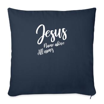 Nom de Jésus au-dessus de tous les noms de Dieu - Housse de coussin décorative 45 x 45 cm - bleu marine - Devant