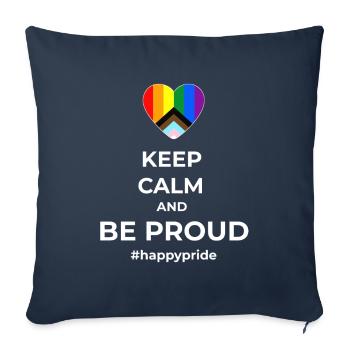 Restez calme et soyez fiers du drapeau du cœur LGBTQ + - Housse de coussin décorative 45 x 45 cm - bleu marine - Devant