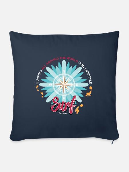 Reisen Sie auf einer Welle um die Welt. - Sofakissenbezug 45 x 45 cm - Navy