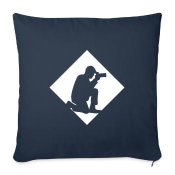 Photographe silhouette photographier - Housse de coussin décorative 45 x 45 cm - bleu marine - Devant
