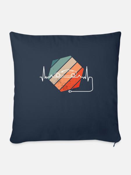 retro Herzschlag für Elektroauto - Sofakissenbezug 45 x 45 cm - Navy