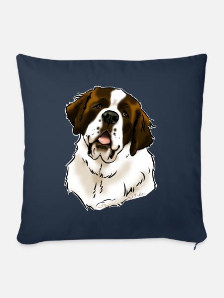 Bernhardiner Hundekopf (dunkle Textilien) - Sofakissenbezug 45 x 45 cm - Navy