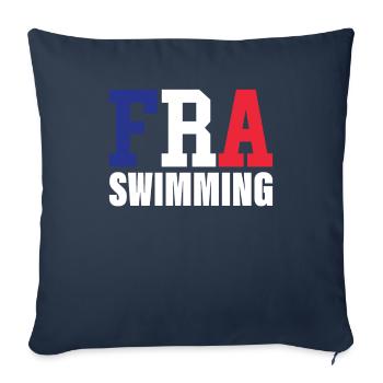 Natation - FRA Drapeau français & nageurs - - Housse de coussin décorative 45 x 45 cm - bleu marine - Devant