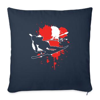 Austria Flag Skiers - Ski alpin - Housse de coussin décorative 45 x 45 cm - bleu marine - Devant