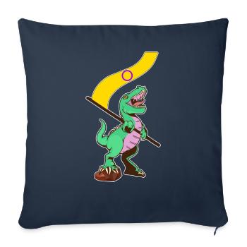 Drapeau LGBTQ - Dinosaure intersexuel - Housse de coussin décorative 45 x 45 cm - bleu marine - Devant