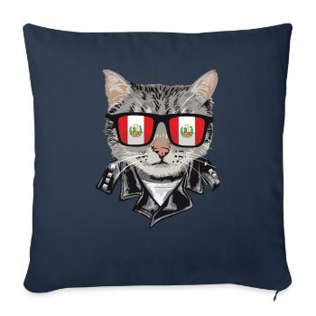 Lunettes de soleil pour chat avec drapeau péruvien - Housse de coussin décorative 45 x 45 cm - bleu marine - Devant