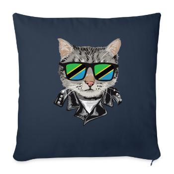 Cat Tanzania Flag Sunglasses - Sofa pillowcase 17,3'' x 17,3'' (45 x 45 cm) - navy - Front