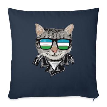 Lunettes de soleil pour chat avec drapeau de l’Ouzbékistan - Housse de coussin décorative 45 x 45 cm - bleu marine - Devant