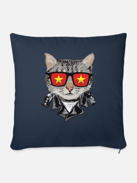 Katzen -Vietnam -Flagge Sonnenbrille - Sofakissenbezug 45 x 45 cm - Navy