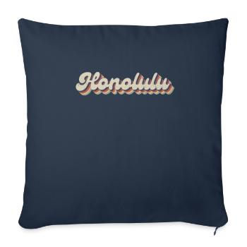 Nostalgique des années 70 USA City - Vintage Honolulu - Housse de coussin décorative 45 x 45 cm - bleu marine - Devant