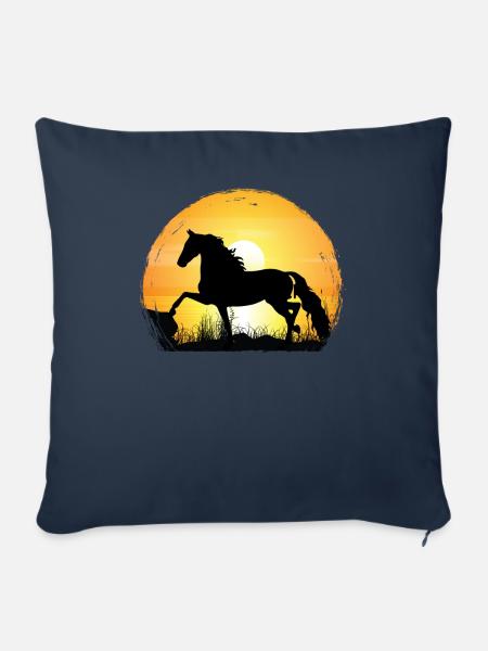 Sonnenuntergang - Morgan Pferd - Sofakissenbezug 45 x 45 cm - Navy