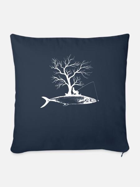 Grafikbaum - Fisch Spanische Makrele - Sofakissenbezug 45 x 45 cm - Navy