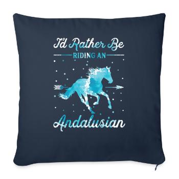 Monter à cheval andalou - Housse de coussin décorative 45 x 45 cm - bleu marine - Devant
