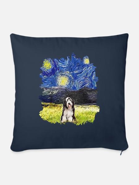 Sternennacht - Bärtiger Collie - Sofakissenbezug 45 x 45 cm - Navy