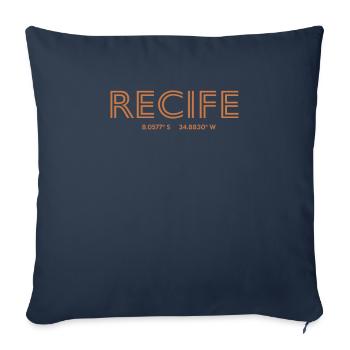 Coordonnées de la ville du Brésil - Recife - Housse de coussin décorative 45 x 45 cm - bleu marine - Devant