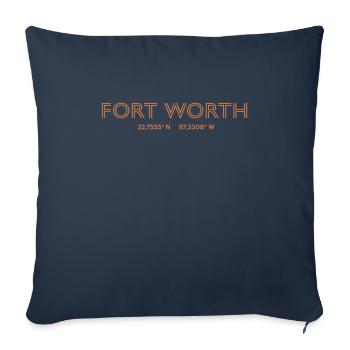 Coordonnées de la ville des États-Unis - Fort Worth - Housse de coussin décorative 45 x 45 cm - bleu marine - Devant