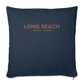 Coordonnées de la ville des États-Unis - Long Beach - Housse de coussin décorative 45 x 45 cm - bleu marine - Devant