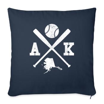 AK USA - Joueur de baseball Alaska - Housse de coussin décorative 45 x 45 cm - bleu marine - Devant