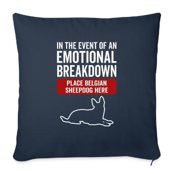 Émotionnel - Chien Berger Belge - Housse de coussin décorative 45 x 45 cm - bleu marine - Devant