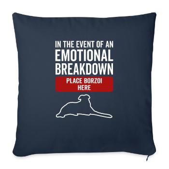 Émotionnel - chien Borzoi - Housse de coussin décorative 45 x 45 cm - bleu marine - Devant