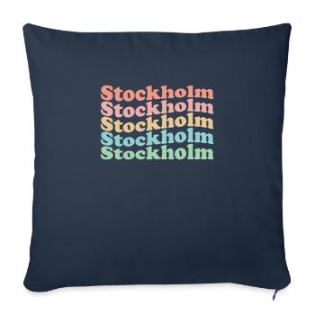 Vintage 70s hippie Sweden town - retro Stockholm - Sofa pillowcase 17,3'' x 17,3'' (45 x 45 cm) - navy - Front