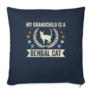 Mon petit-fils est un chat Bengal - Housse de coussin décorative 45 x 45 cm - bleu marine - Devant