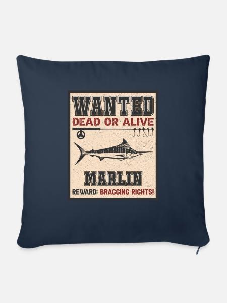 Gesuchte Fisch - Marlin Fischerei - Sofakissenbezug 45 x 45 cm - Navy